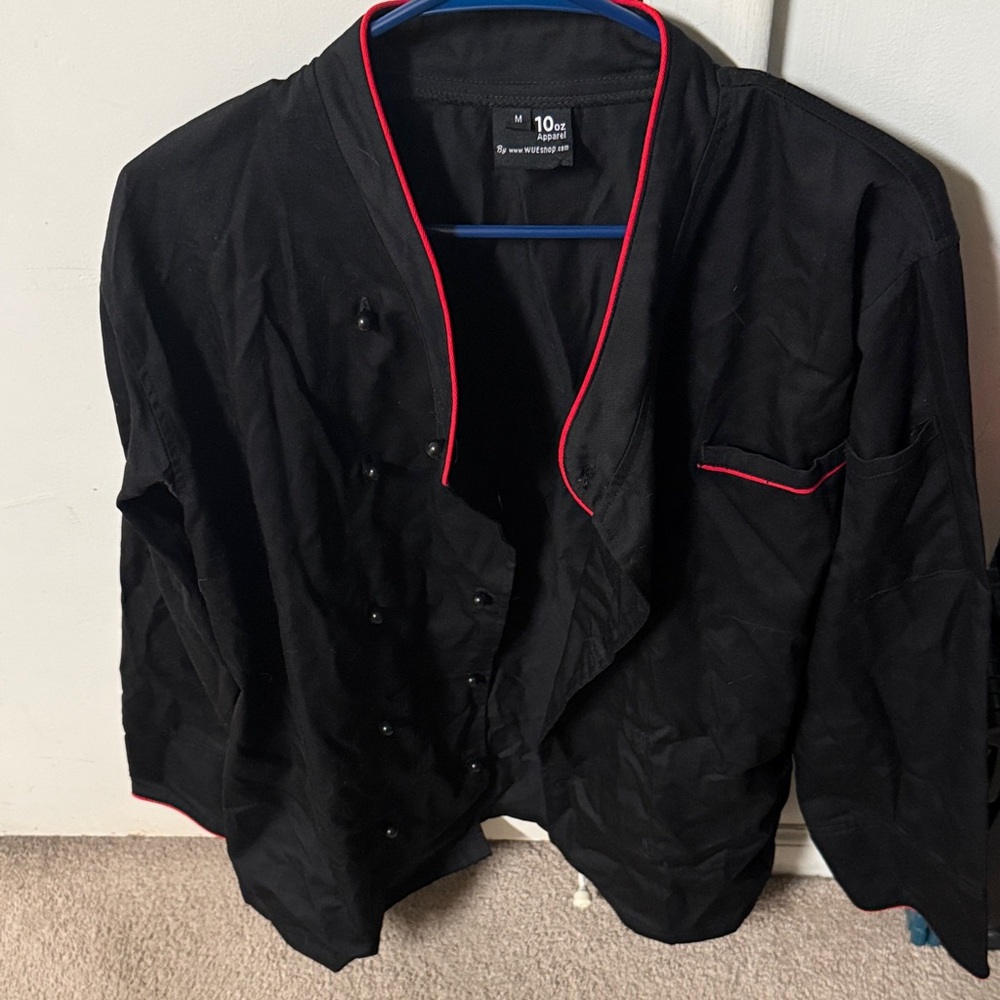 Black Chef Jacket with Red Trim